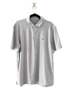 Vineyard Vines Performance Grey Striped Polo